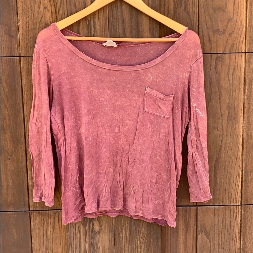 PAC SUN bleached/distressed quarter length shirt